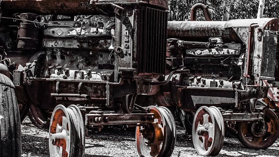 tractor, old, rusty, machinery, abandoned, destroyed, weathered, HD wallpaper