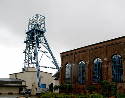 headframe, sondershausen, mine, thuringia germany, steel scaffolding HD wallpaper