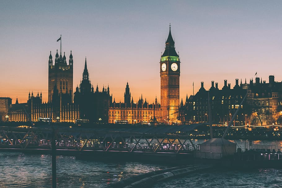 lights, night, bridge, england, big ben, clock tower, london, HD wallpaper