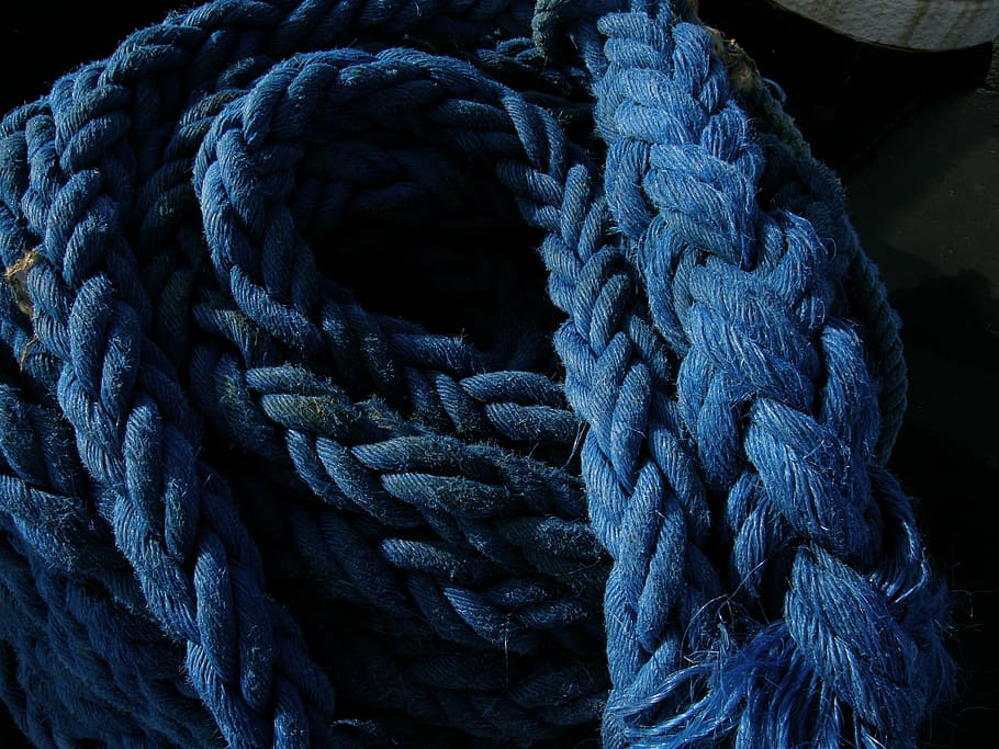 rope, cable, ship, blue, rotterdam, ropes, close-up, strength, HD wallpaper