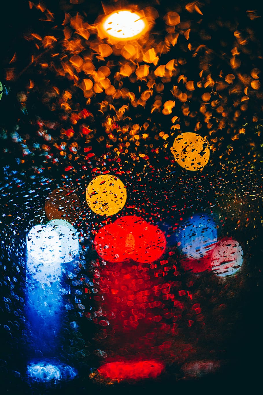 multicolored bokeh lights, photography of red, blue and yellow LEDs HD wallpaper