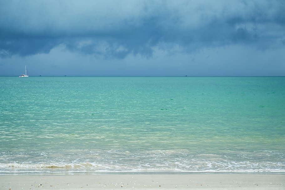 calm ocean during daytime, marine, background, texture, blue HD wallpaper