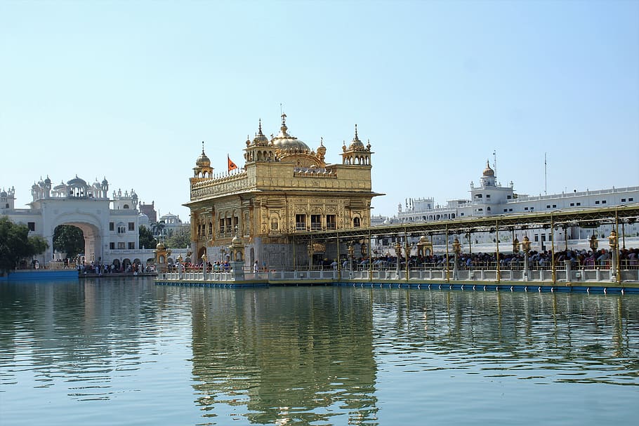 golden temple, gods abode, water front, amritsar, punjab, sikh's temple, HD wallpaper