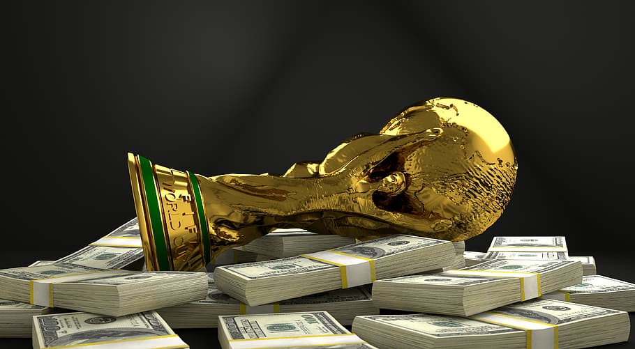 trophy, world cup, championship, sport, bribe, money, competition, HD wallpaper