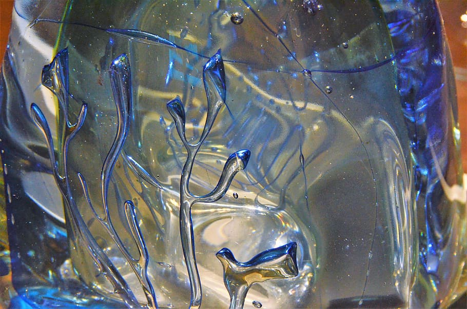 glass, abstract, decoration, background, blue, water, close-up HD wallpaper