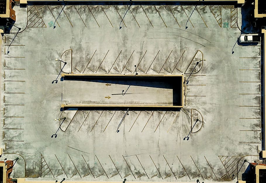 high angle photo of parking lot, aerial view, drone, from above HD wallpaper