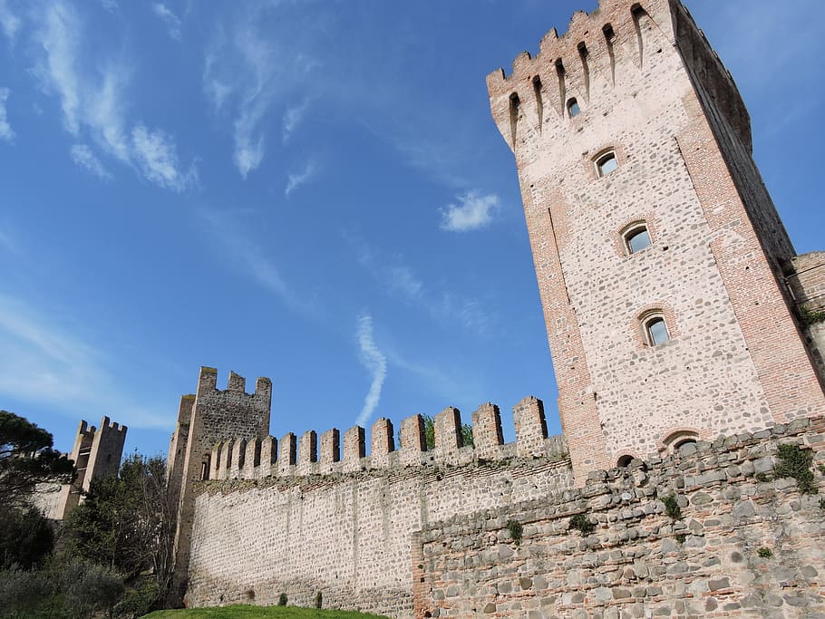 castle, torre, medieval, walls, fortification, sky, este, italy HD wallpaper