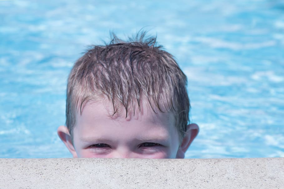 Pool, Outside, Water, Eyes, Child, kid, boys, swimming Pool HD wallpaper