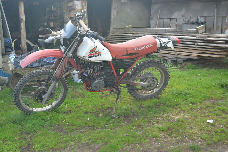 motobike, honda, motor, red, 1989, mode of transportation, land vehicle, HD wallpaper