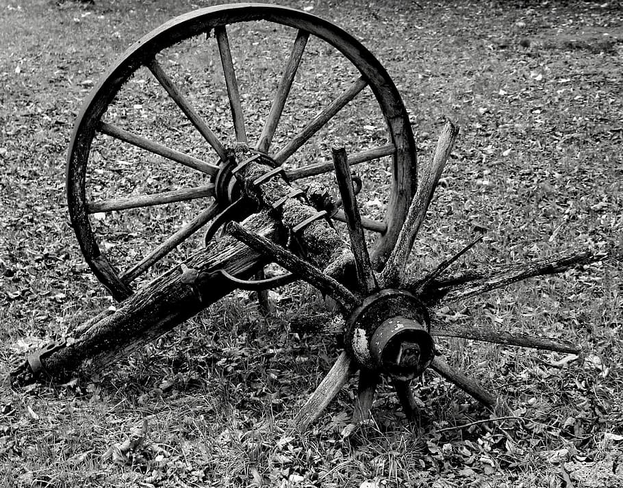 wagon wheel, wood, wooden wheel, spokes, wheels, old, old wagon wheel, HD wallpaper