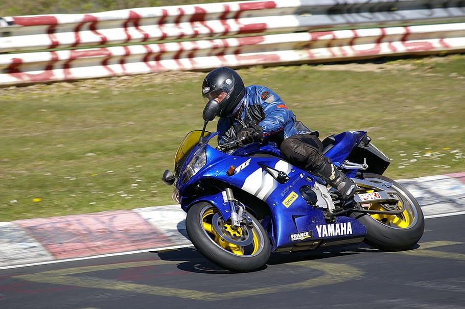Man, Angle, Motorcycle, Nordschleife, nürburgring, sunny, yamaha HD wallpaper