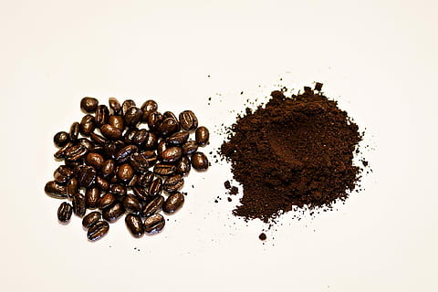 Before and after grinding, beans, brown, coffee, coffee beans HD wallpaper