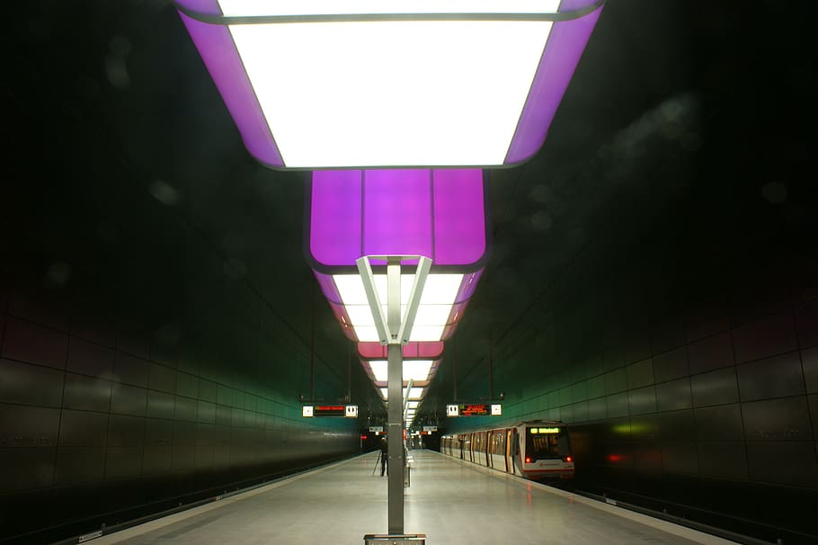 metro, hamburg, train, illuminated, transportation, lighting equipment HD wallpaper