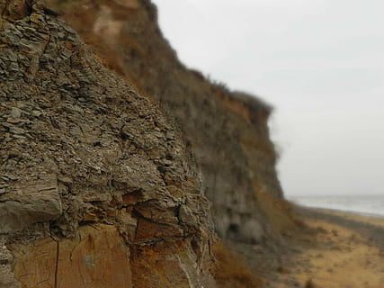 cliff, erode, sea, walton, shore, rock, sand, crumble, rock - object HD wallpaper