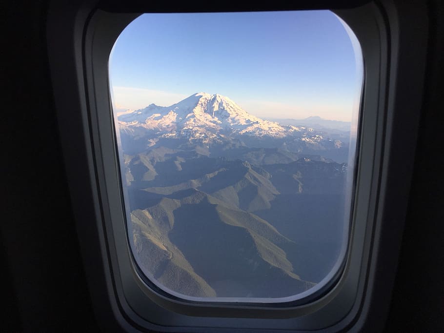 Plane, Window, View, Mountain, Snow, landscape, airplane, vehicle interior HD wallpaper