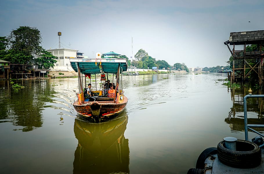 Ferry Crossing - Ayutthaya, Thailand, 2018, boat on body of water HD wallpaper