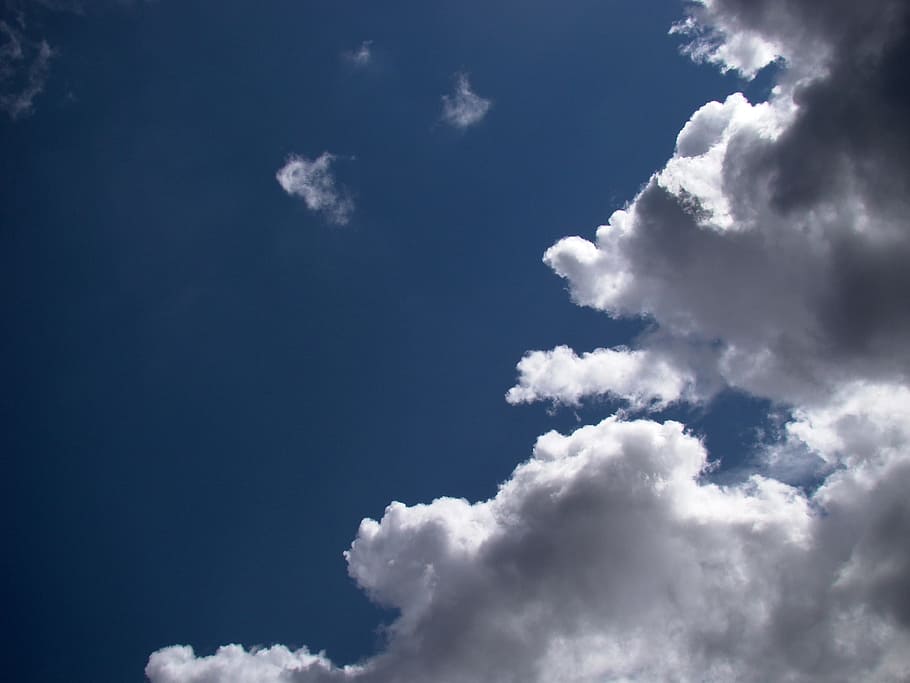 sky, clouds, blue, white, summer, day, cloud - sky, cloudscape HD wallpaper