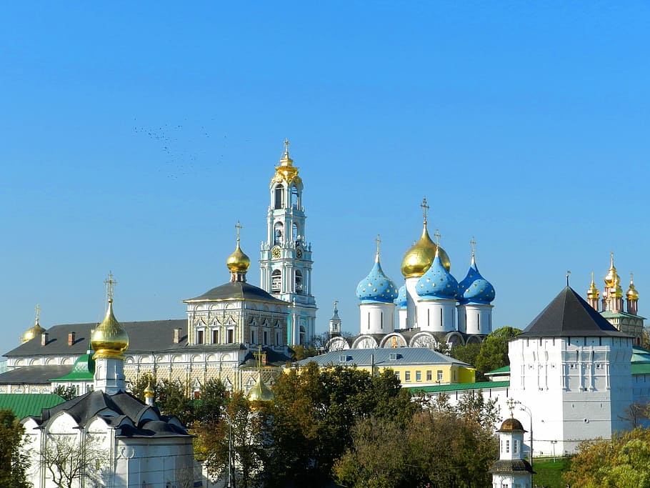 sergiev posad, laurel, temple, church, christian church, orthodoxy, HD wallpaper