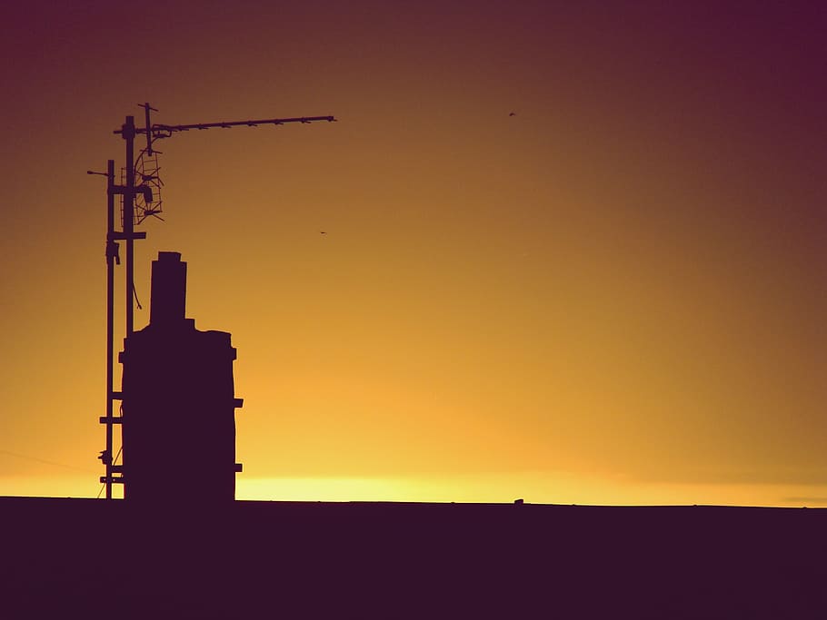 sunset, west, chimney, evening, the sun, light, summer, abstraction HD wallpaper