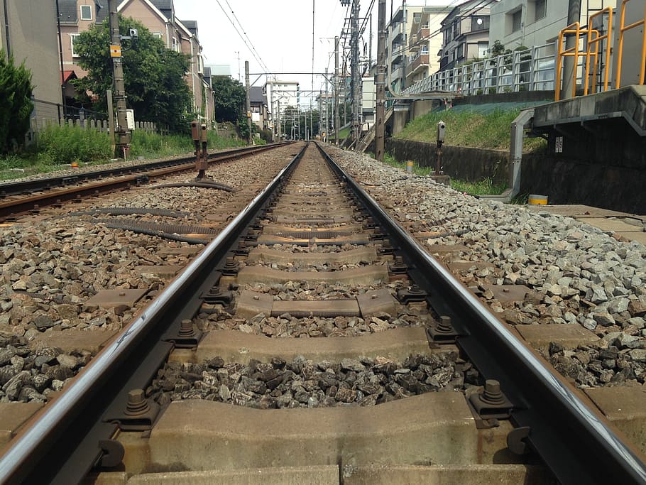 track, low angle, toyoko, rail transportation, railroad track HD wallpaper