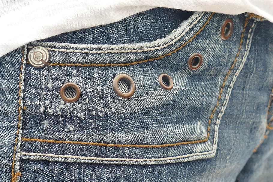 Jeans, Bag, Rivet, Pants, Close, blue, washed out, clothes, HD wallpaper