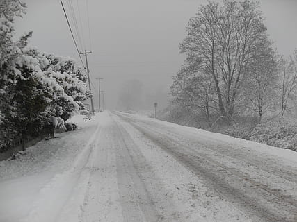 snow, road, winter, cold, travel, ice, snowy, traffic, weather HD wallpaper