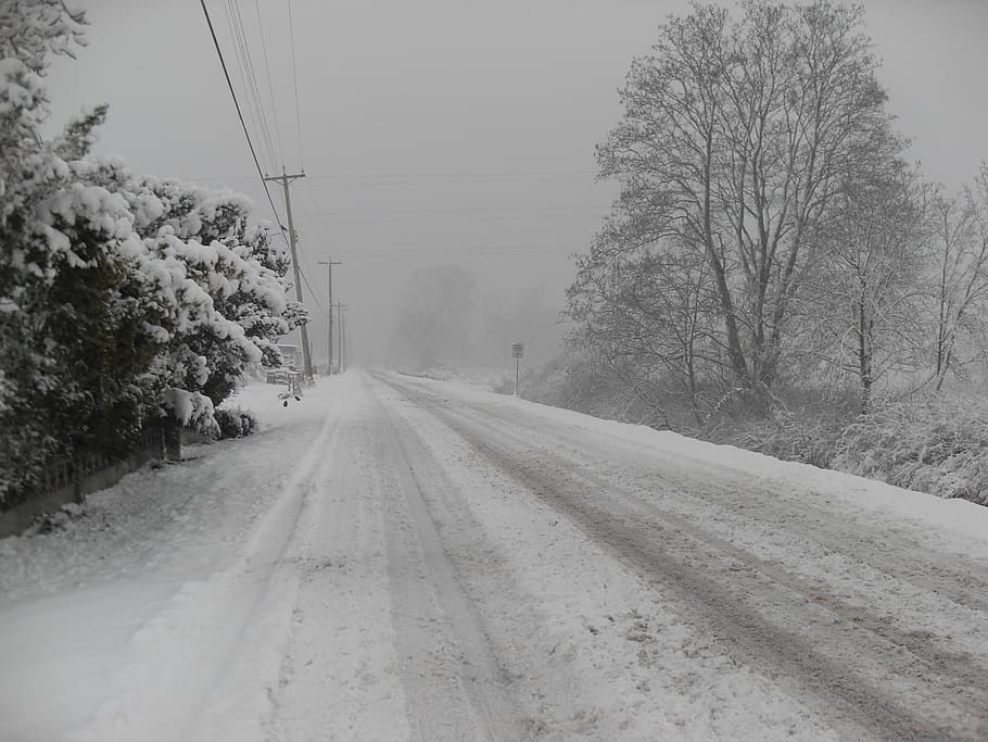snow, road, winter, cold, travel, ice, snowy, traffic, weather HD wallpaper