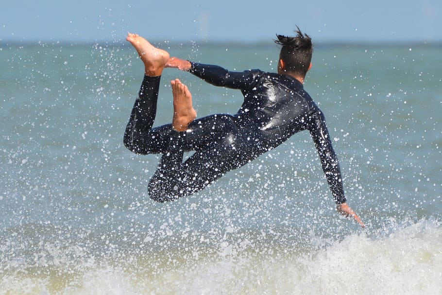 surfer, waves, man, people, sea, action, water, one person HD wallpaper