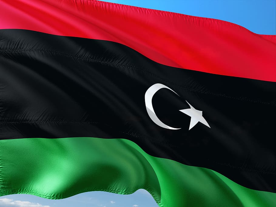 international, flag, libya, lybia, north africa, red, black color