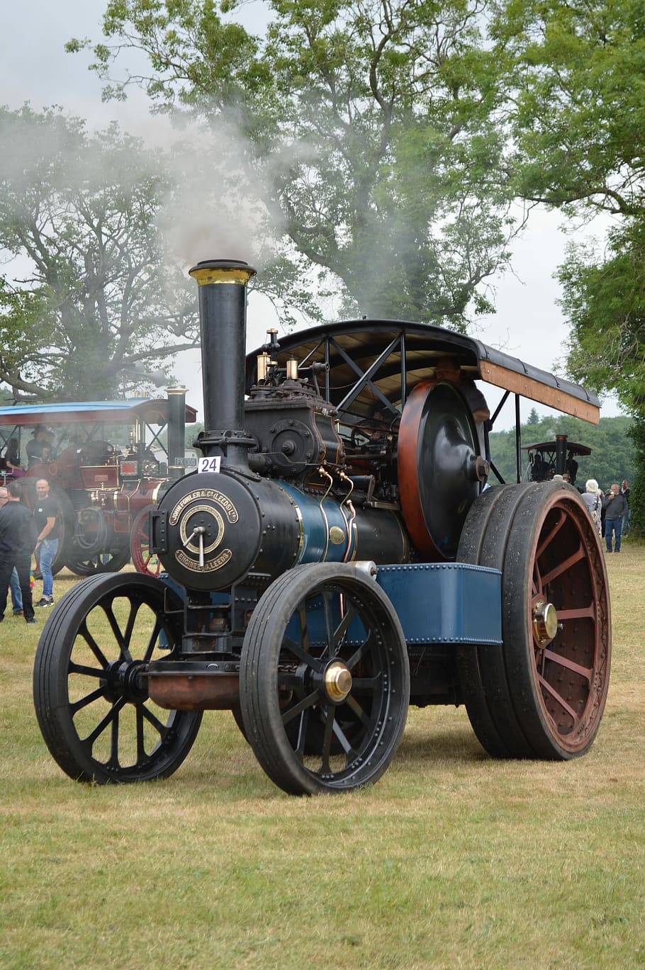 steam, engine, traction engine, plant, land, field, transportation HD wallpaper