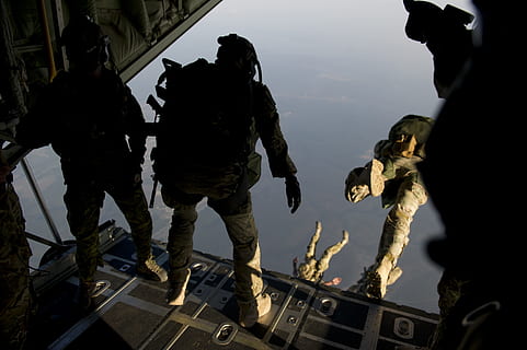 parachute, skydiving, parachuting, jumping, training, military HD wallpaper