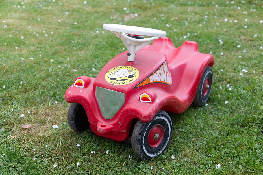 bobby car, children toys, mini car, auto, red, friction car, HD wallpaper