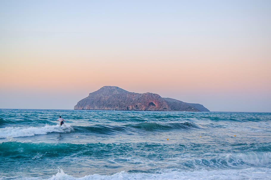 ocean, water, rocks, mountain, summer, beach, natural, surf HD wallpaper
