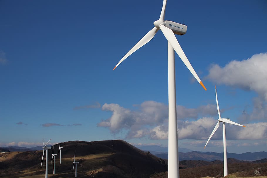 daegwallyeong ranch, windmill, wind turbine, renewable energy HD wallpaper