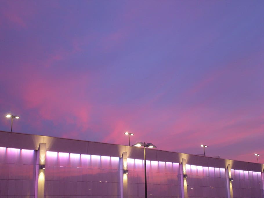 building, architecture, evening, night, lighting, blue, violet HD wallpaper
