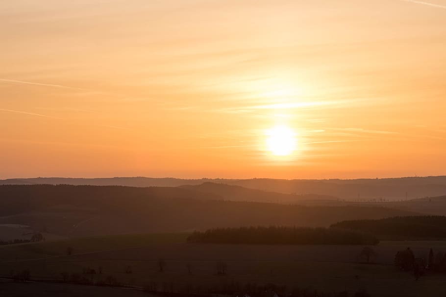 Sun, Sunset, Sky, abendstimmung, setting sun, afterglow, nature HD wallpaper