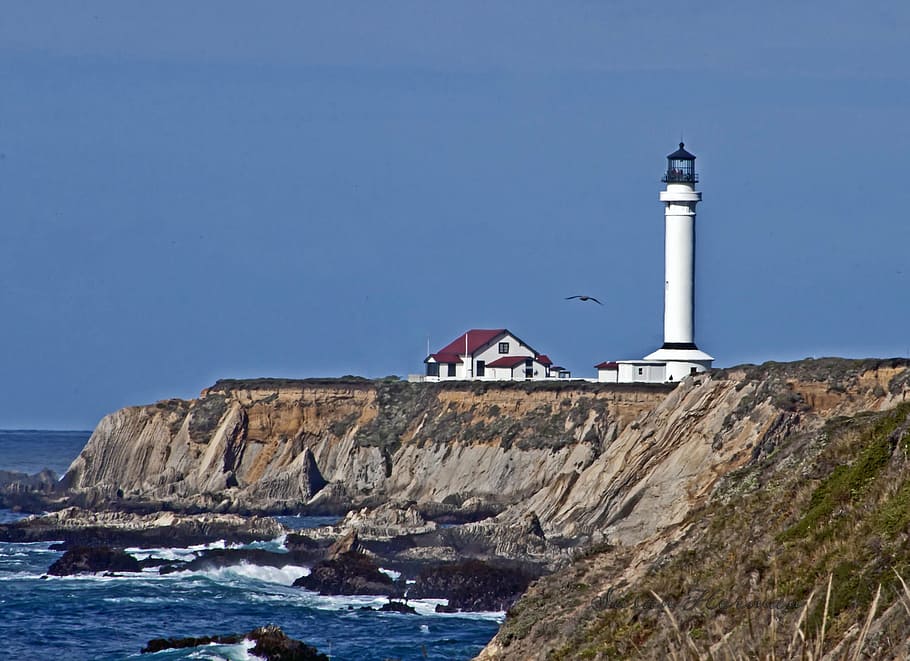 lighthouse, california, ocean, coast, pacific, sea, travel HD wallpaper