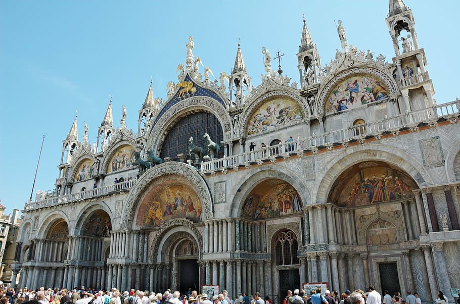 landscape photo of cathedral, st, mark's, basilica, venice, italy, HD wallpaper