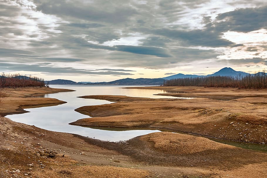 nature, lake, clouds, water, sky, cloud - sky, mountain, scenics - nature HD wallpaper