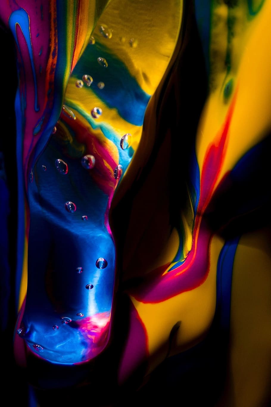 close-up photo of multicolored abstract art, gel, paint, multi colored HD wallpaper