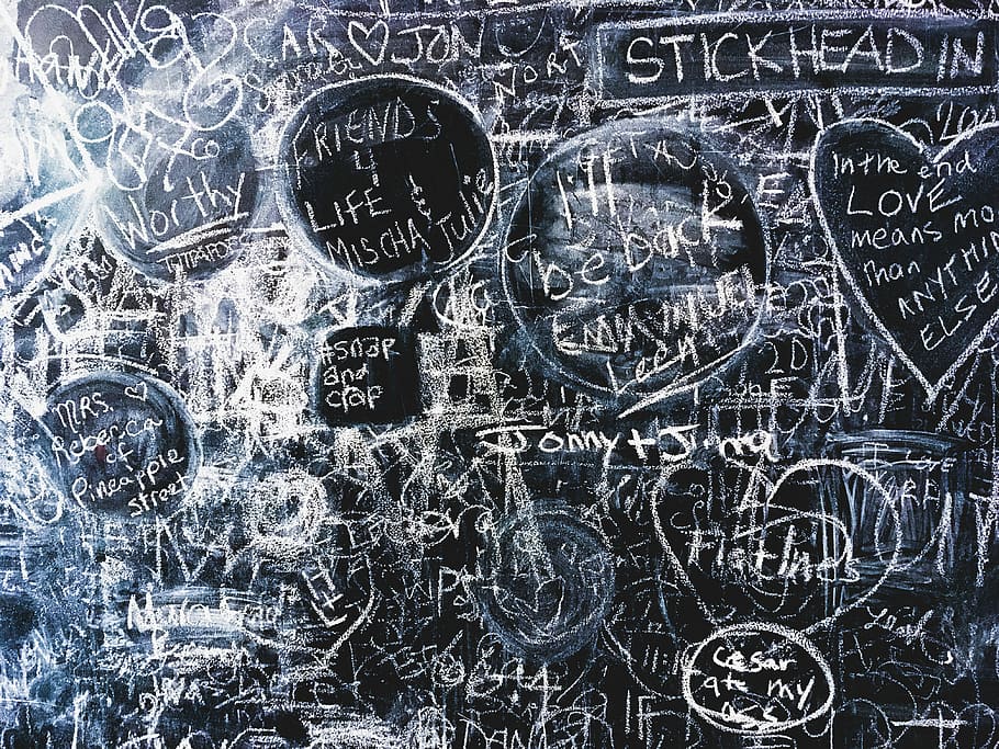 white text on black board, chalkboard with words, blackboard