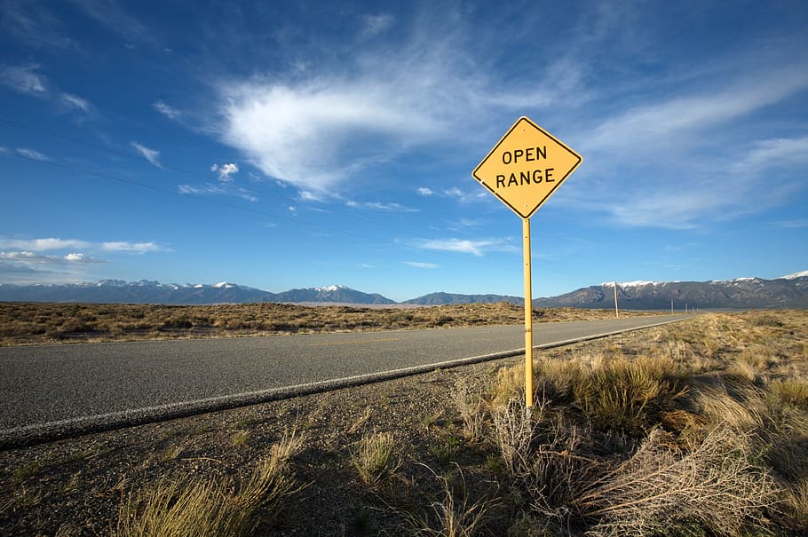 desert, empty, guidance, highway, outdoors, road, sign, travel HD wallpaper