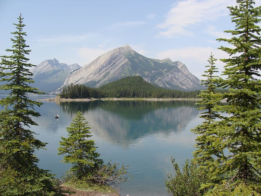 canada, trees, lake, mountain, calm, nature, scenics - nature HD wallpaper