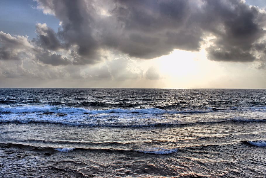 beach, cloud, clouds, dark, dawn, dramatic, dusk, landscape HD wallpaper