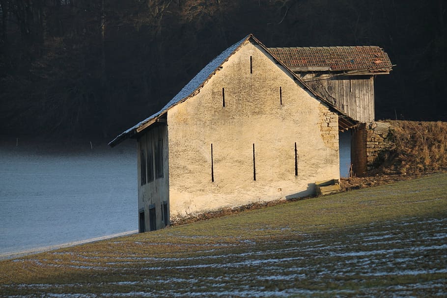home, lonely, alone, field, lonely house, loneliness, old building HD wallpaper