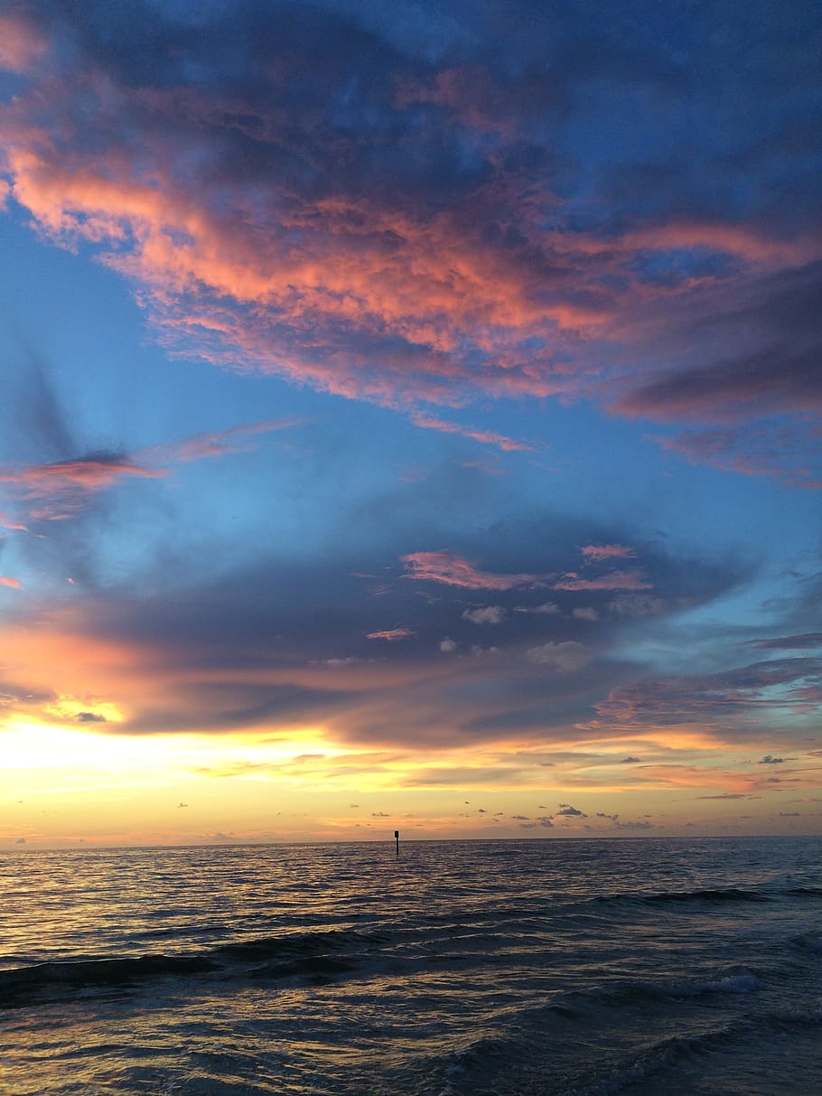 HD wallpaper: beach, sunset, clouds, sea, water, twilight, summer, sky ...