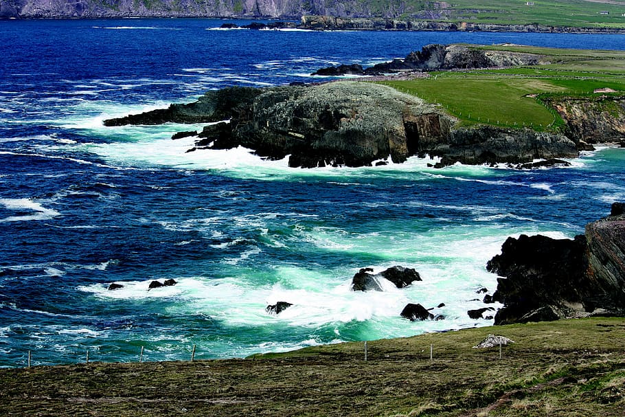 dingle, atlantic, cliffs, surf, sea, ireland, kerry, wave, coast HD wallpaper