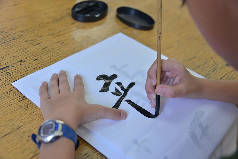 write, brush handwriting, calligraphy, human hand, human body part HD wallpaper