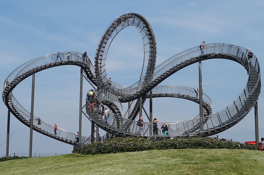 sky, ruhr area, roller coaster, architecture, built structure HD wallpaper