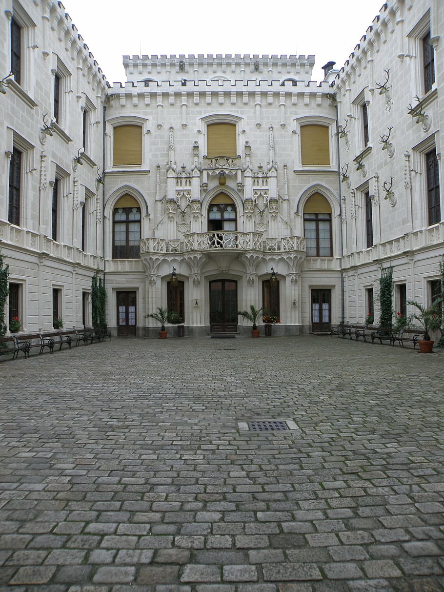 castle, hluboká, south bohemia, architecture, mansion, building exterior, HD wallpaper